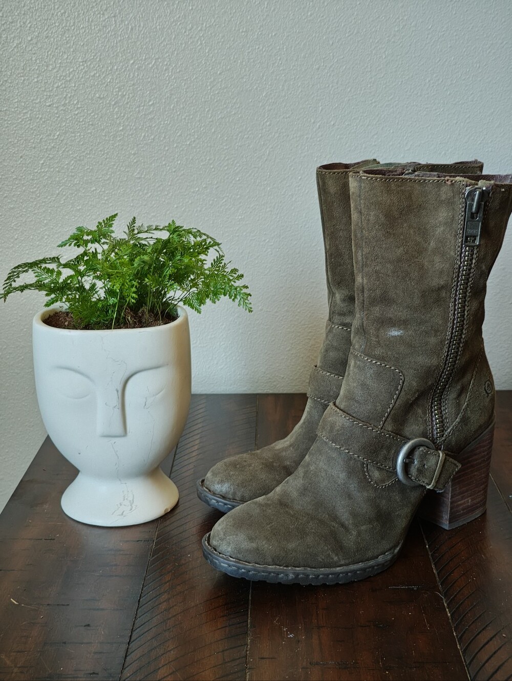 Born Buckle Mid-Calf Boots in Olive Brown 10